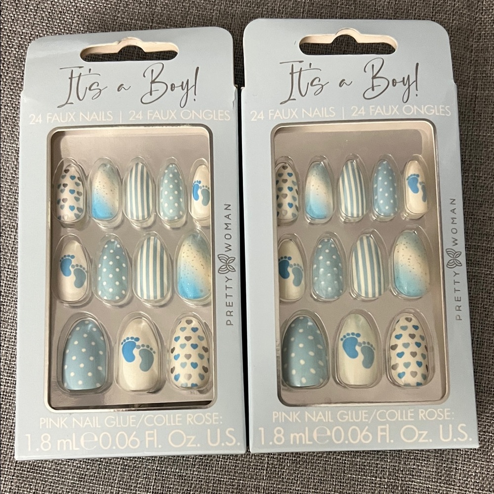 “It’s a Boy” Faux Nails Set (2-Packs) by Pretty Woman